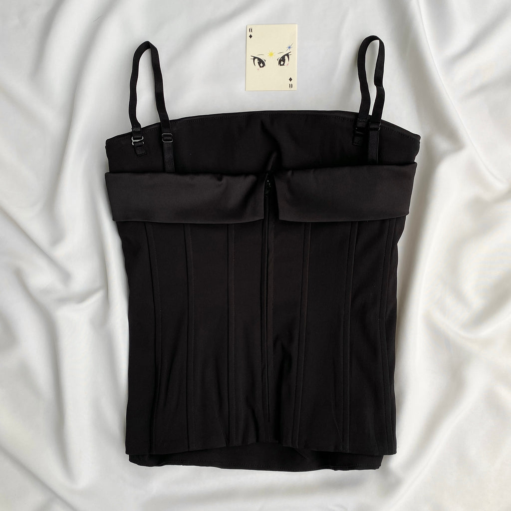 BLACK FOLD-OVER CORSET FROM HM (Bust : 34-36, Upper Waist : 29-34)