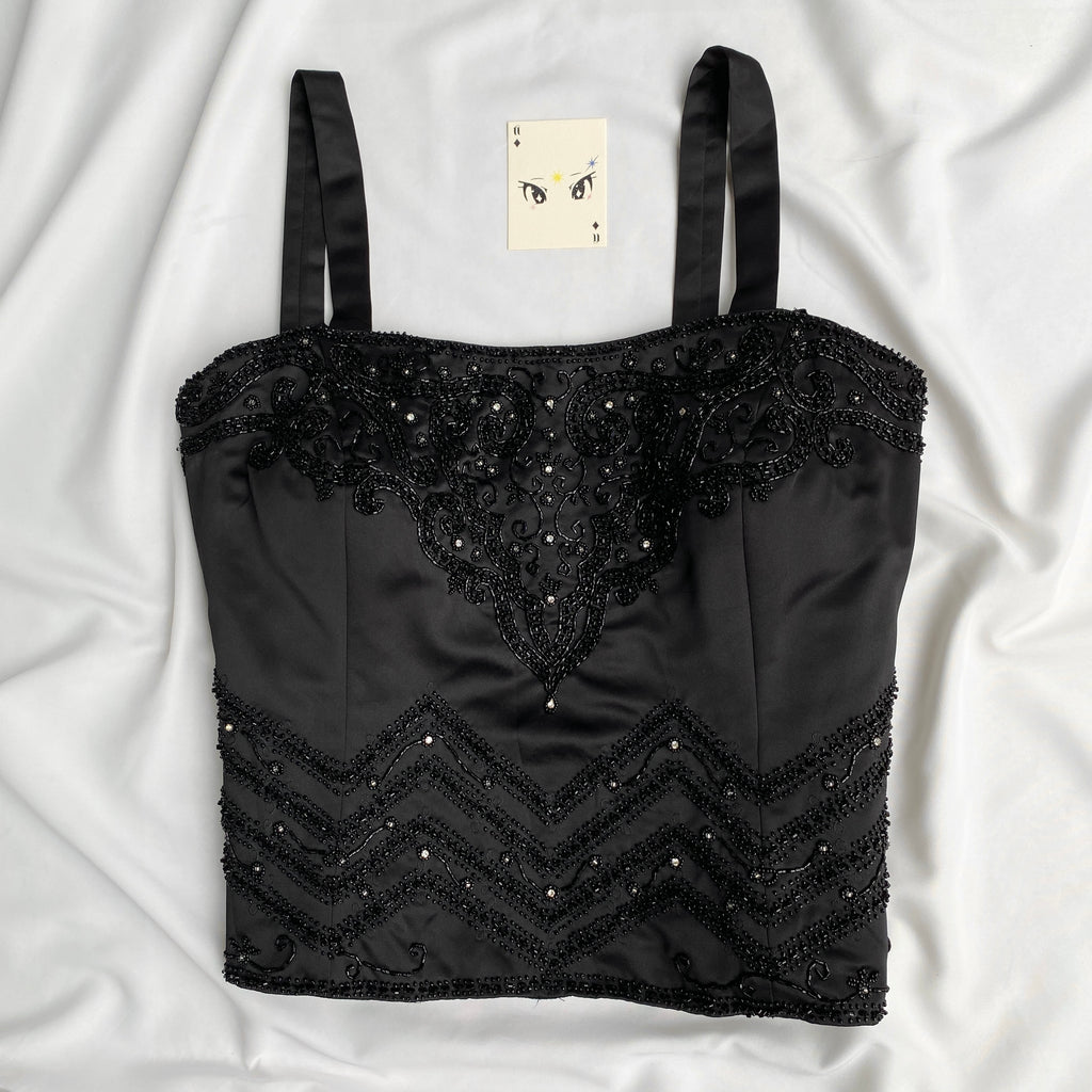 BLACK EMBELLISHED CORSET  (Bust : 40-44, Upper Waist : 38-40)