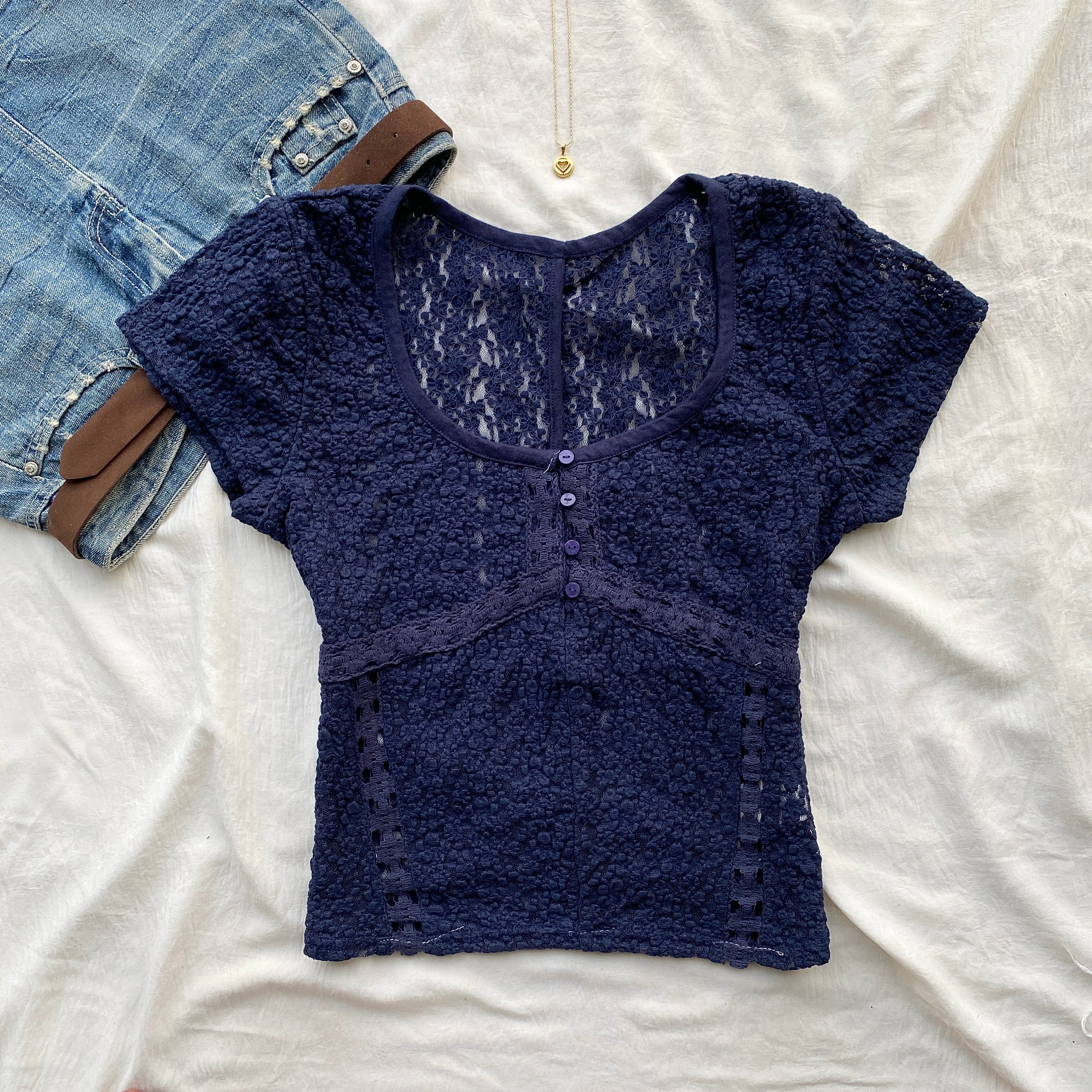 BLUE LACE TOP FROM FREE PEOPLE (Two sizes)
