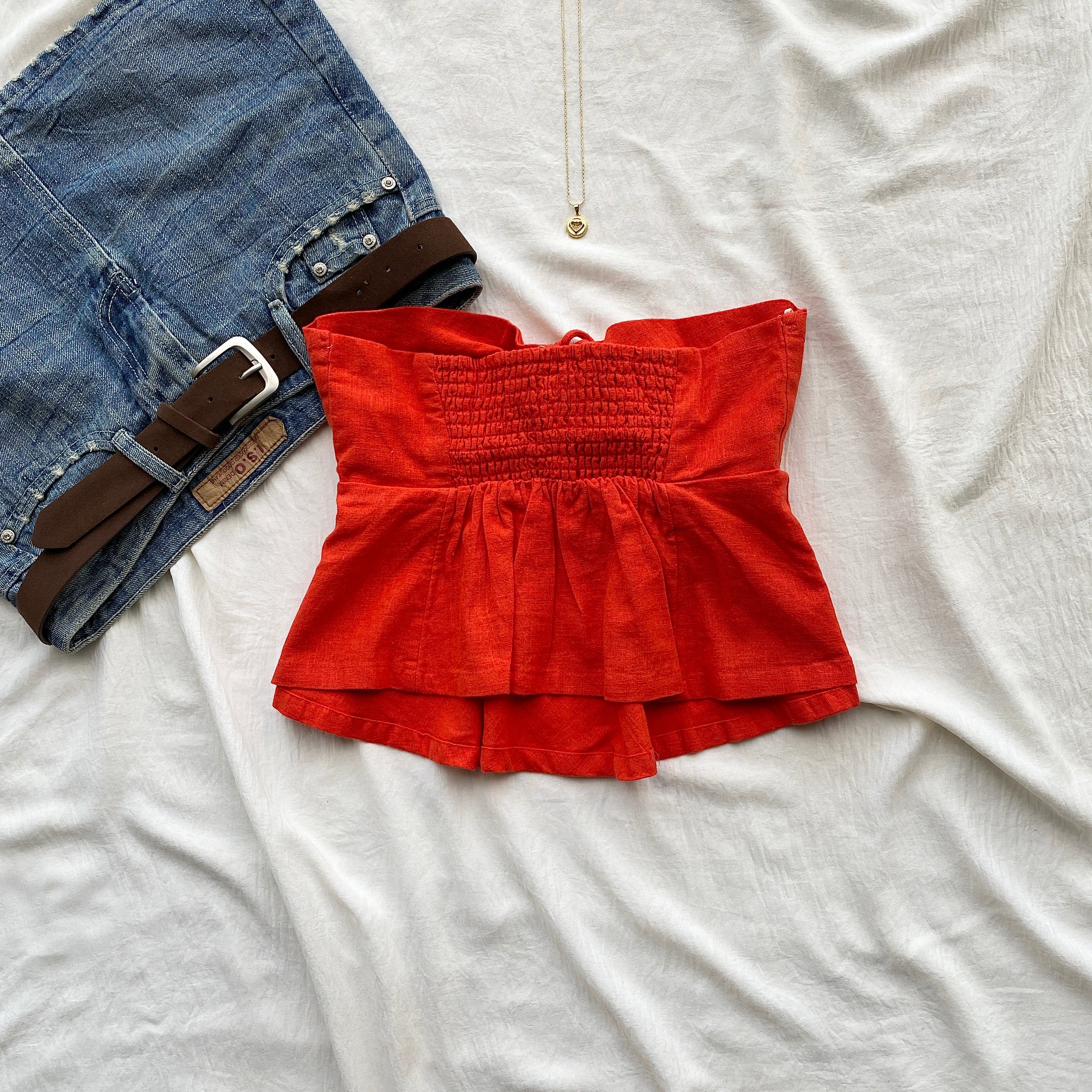 RED HALTER TOP FROM FREE PEOPLE (Bust : 30-32, Upper Waist : 24-28)