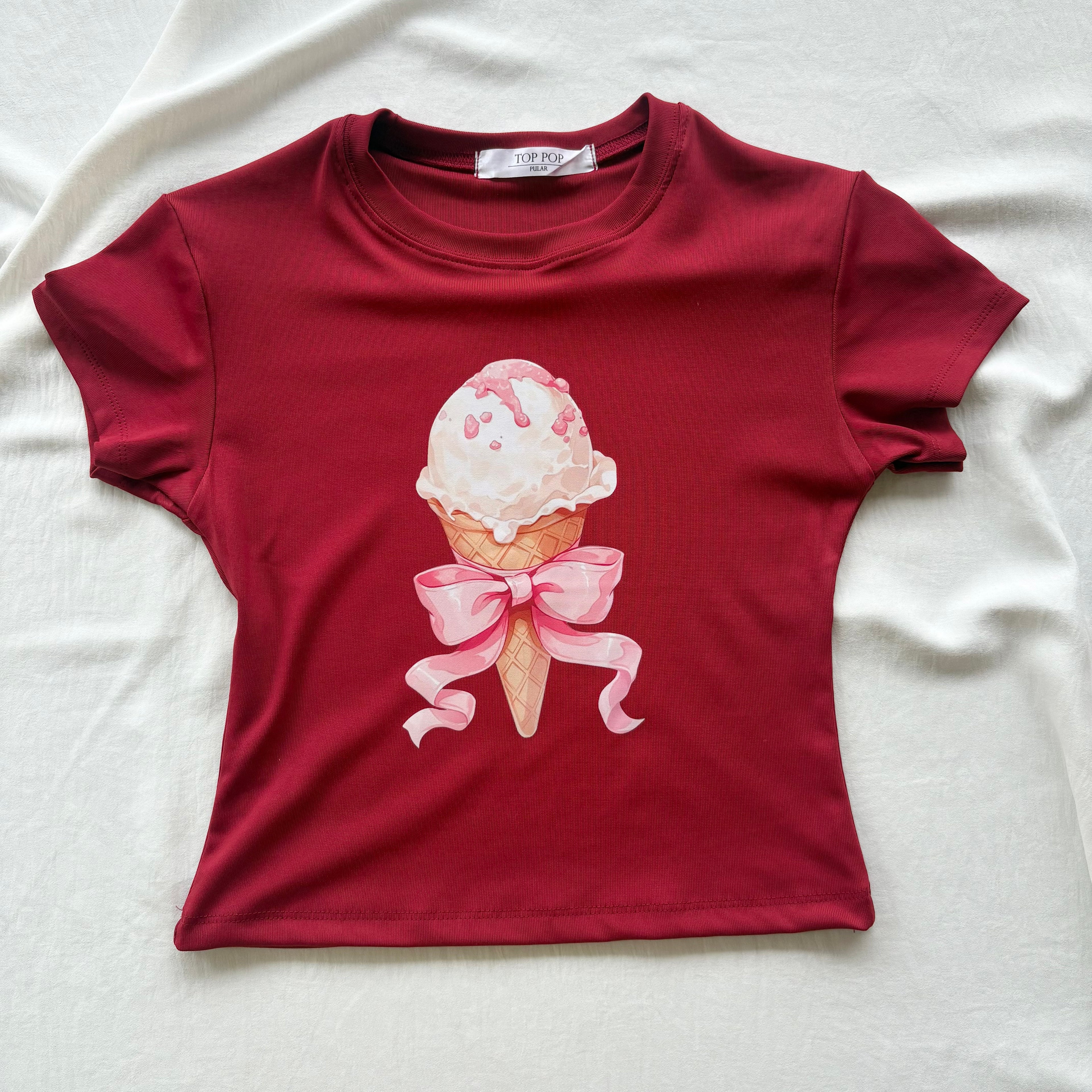 RED ICE CREAM BABY TEE