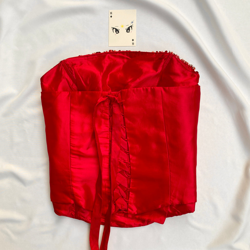 RED EMBELLISHED CORSET (Bust : 34-38, Upper Waist : 32-36)