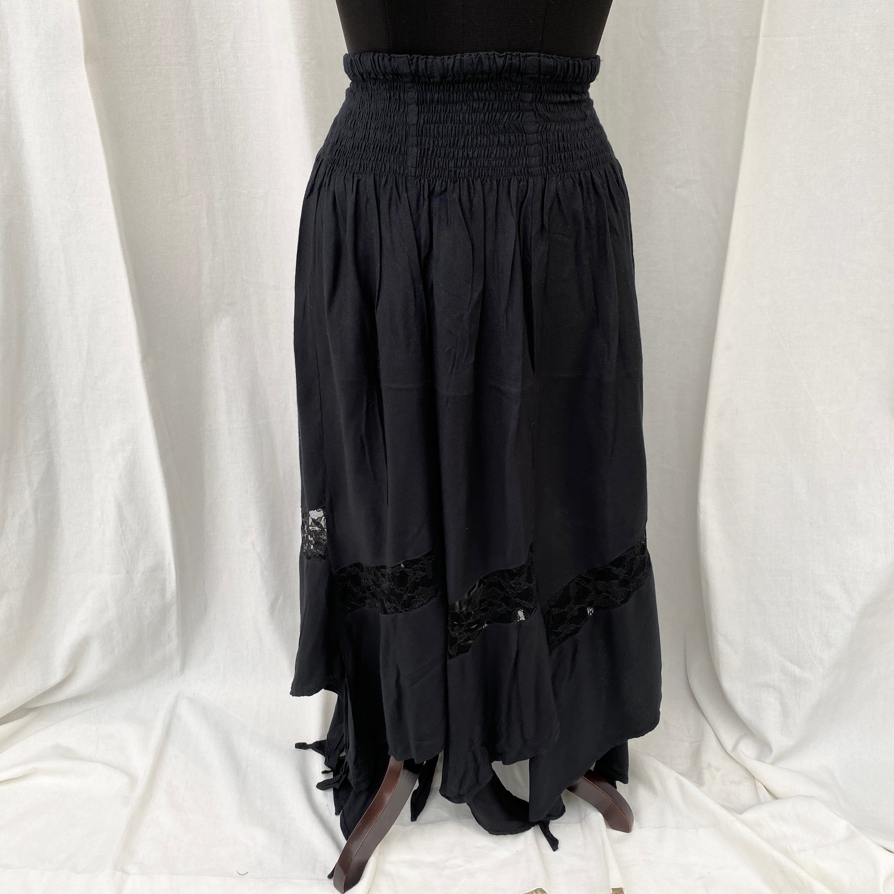 BLACK BOHO SKIRT (Waist : 34-40)