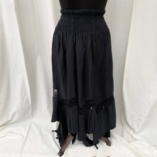 BLACK BOHO SKIRT (Waist : 34-40)