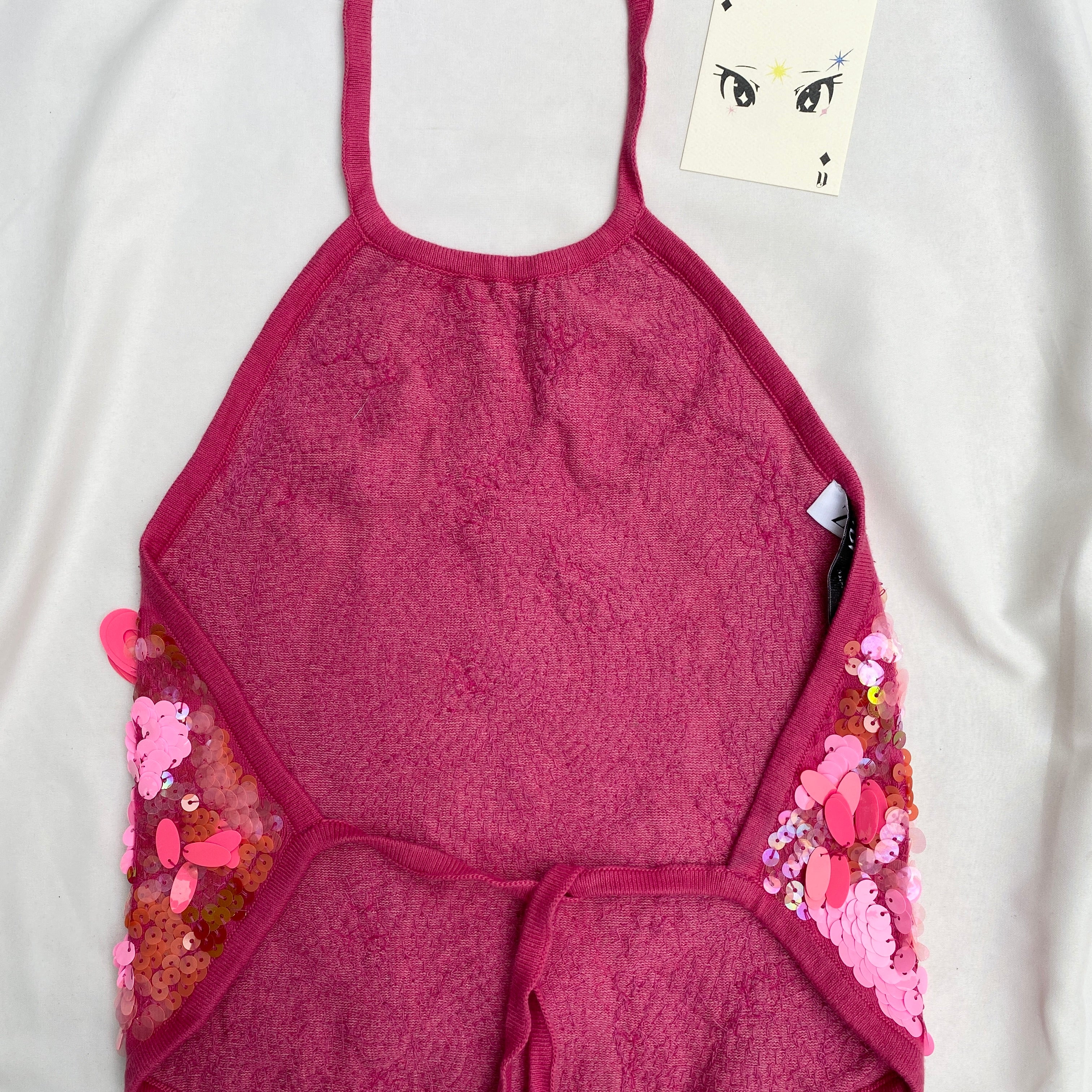 PINK SEQUINNED BACKLESS TOP FROM ZARA  (Bust : 28-32, Upper Waist : 22-26)