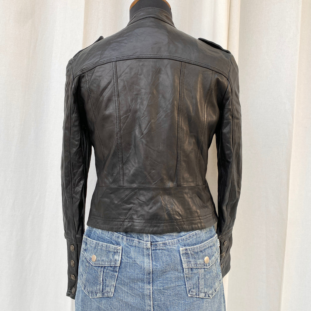 BLACK LEATHER JACKET (Fits XS/S)