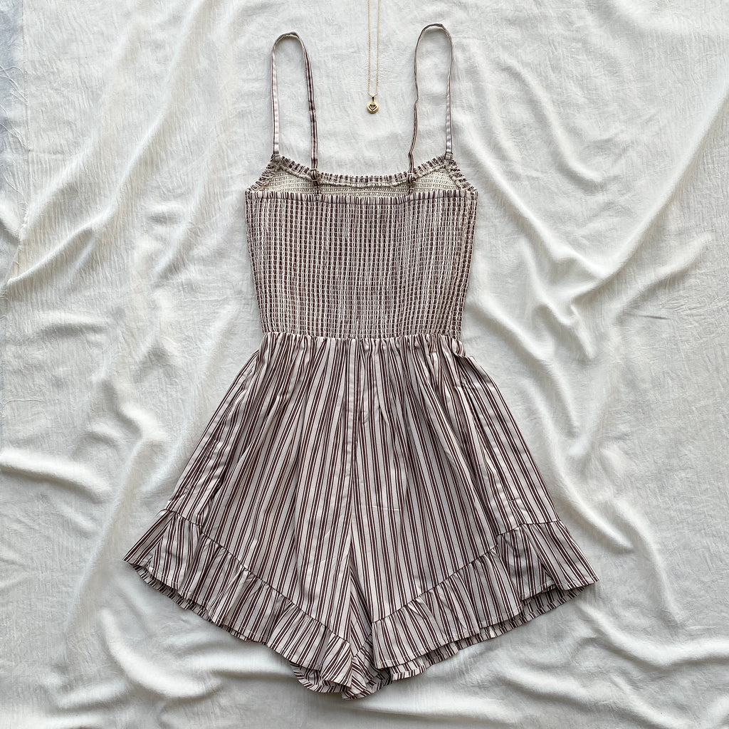 STRIPED ROMPER IN BROWN FROM ABERCROMBIE AND FITCH (Bust : 28-32, Upper Waist : 23-26)