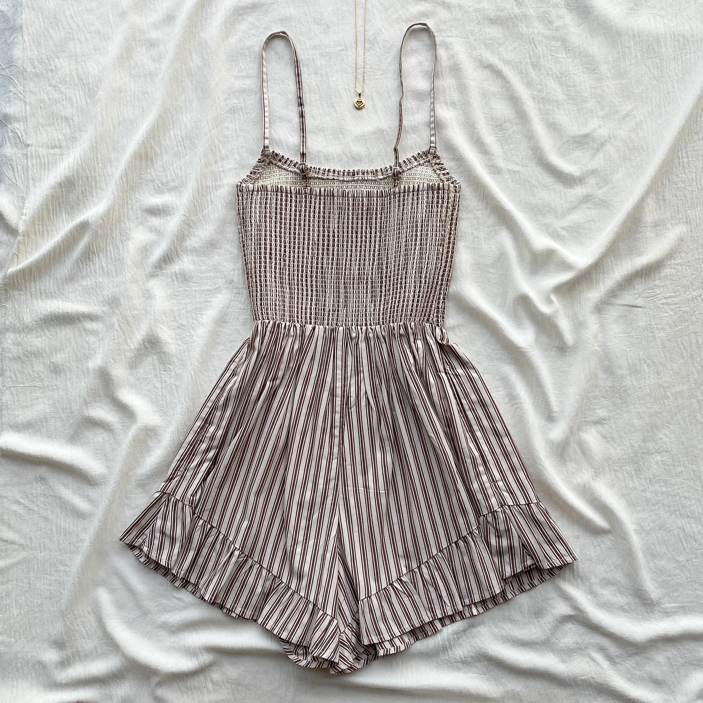 STRIPED ROMPER IN BROWN FROM ABERCROMBIE AND FITCH (Bust : 28-32, Upper Waist : 23-26)