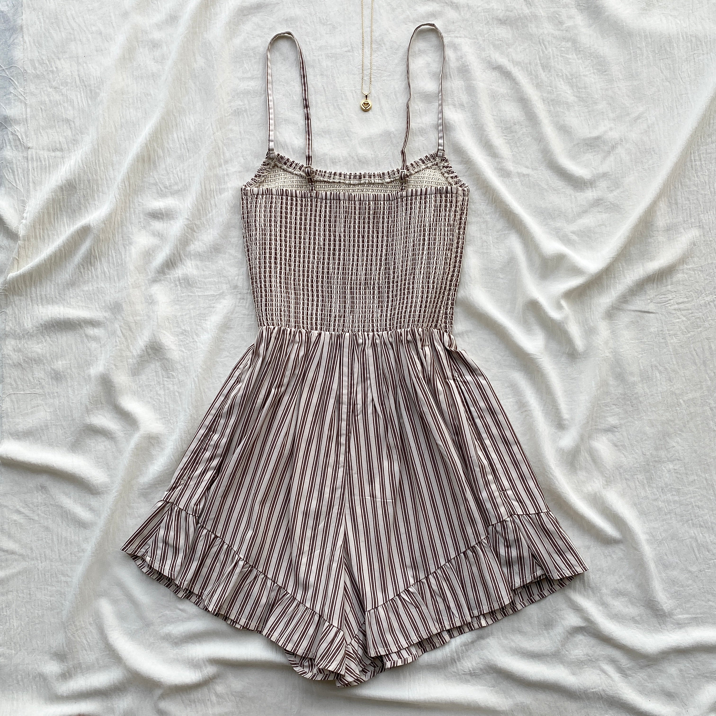 STRIPED ROMPER IN BROWN FROM ABERCROMBIE AND FITCH (Bust : 28-32, Upper Waist : 23-26)