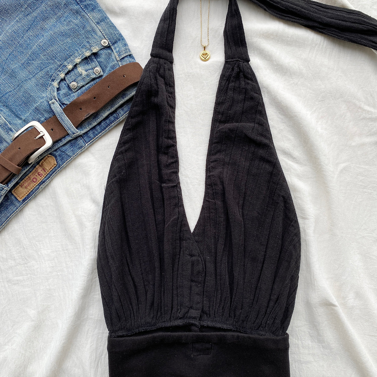 BLACK HALTER TOP FROM FREE PEOPLE (Bust : 32-34, Upper Waist : 24-28)