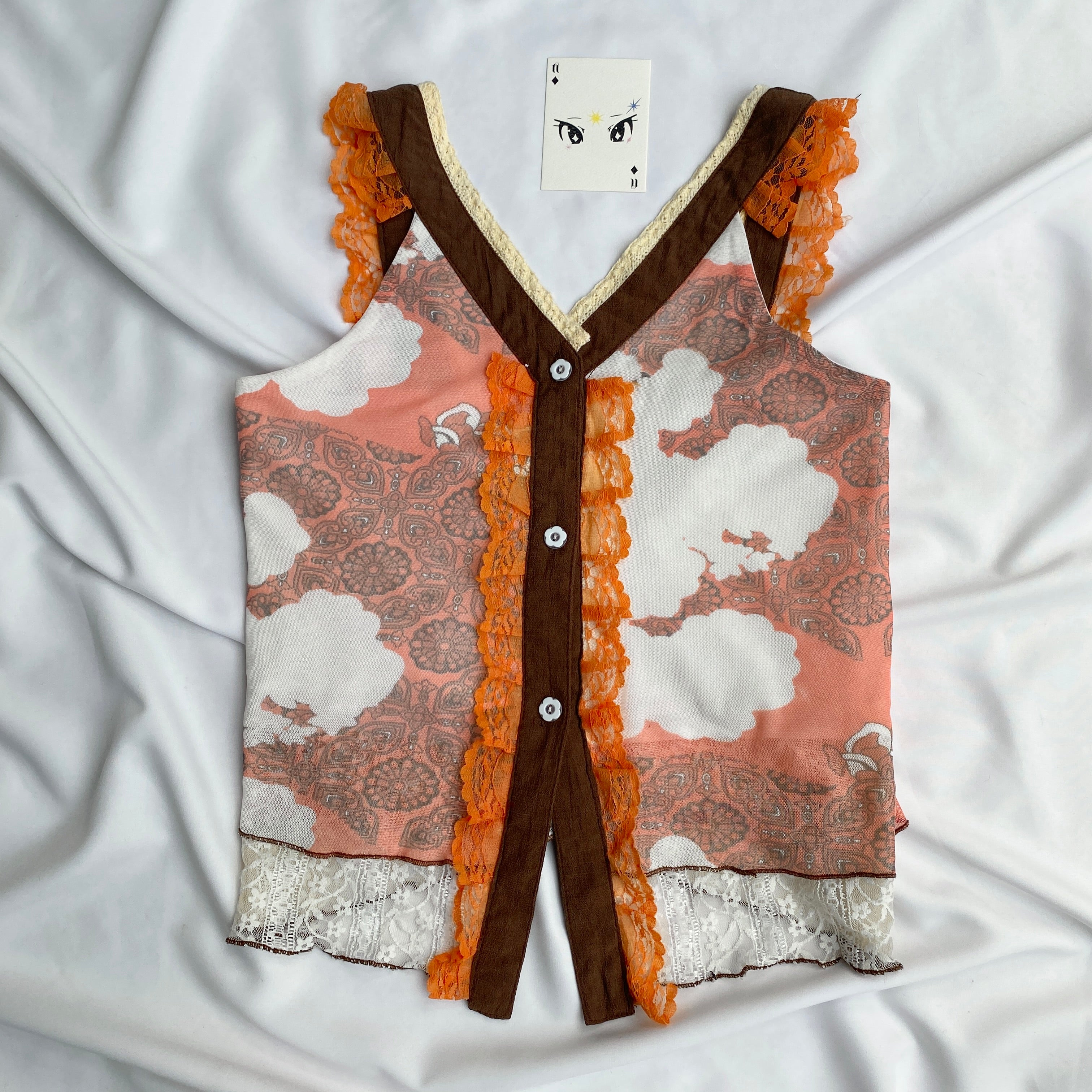 ORANGE BUTTON DOWN TOP (Bust : 34-38, Upper Waist : 29-36)
