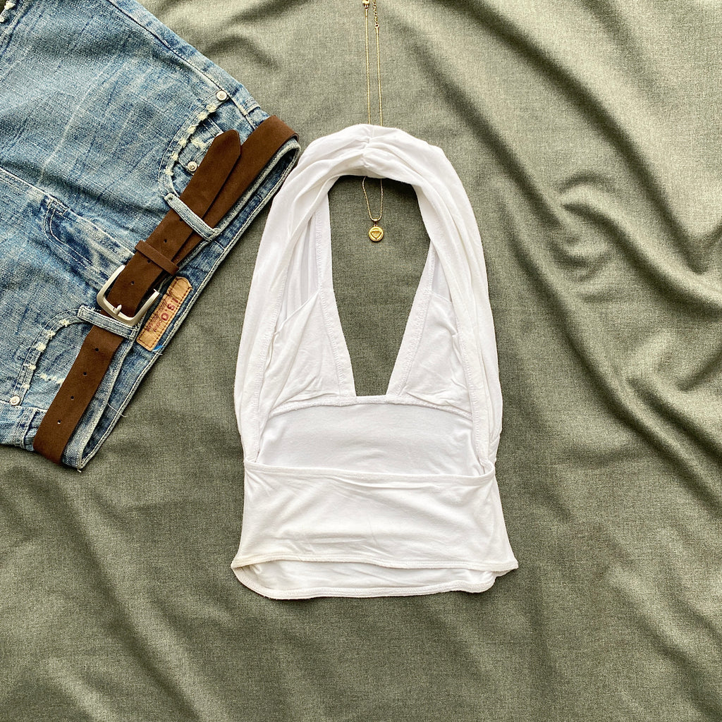 WHITE HALTER TOP FROM FREE PEOPLE (Bust : 28-32, Upper Waist : 22-26)