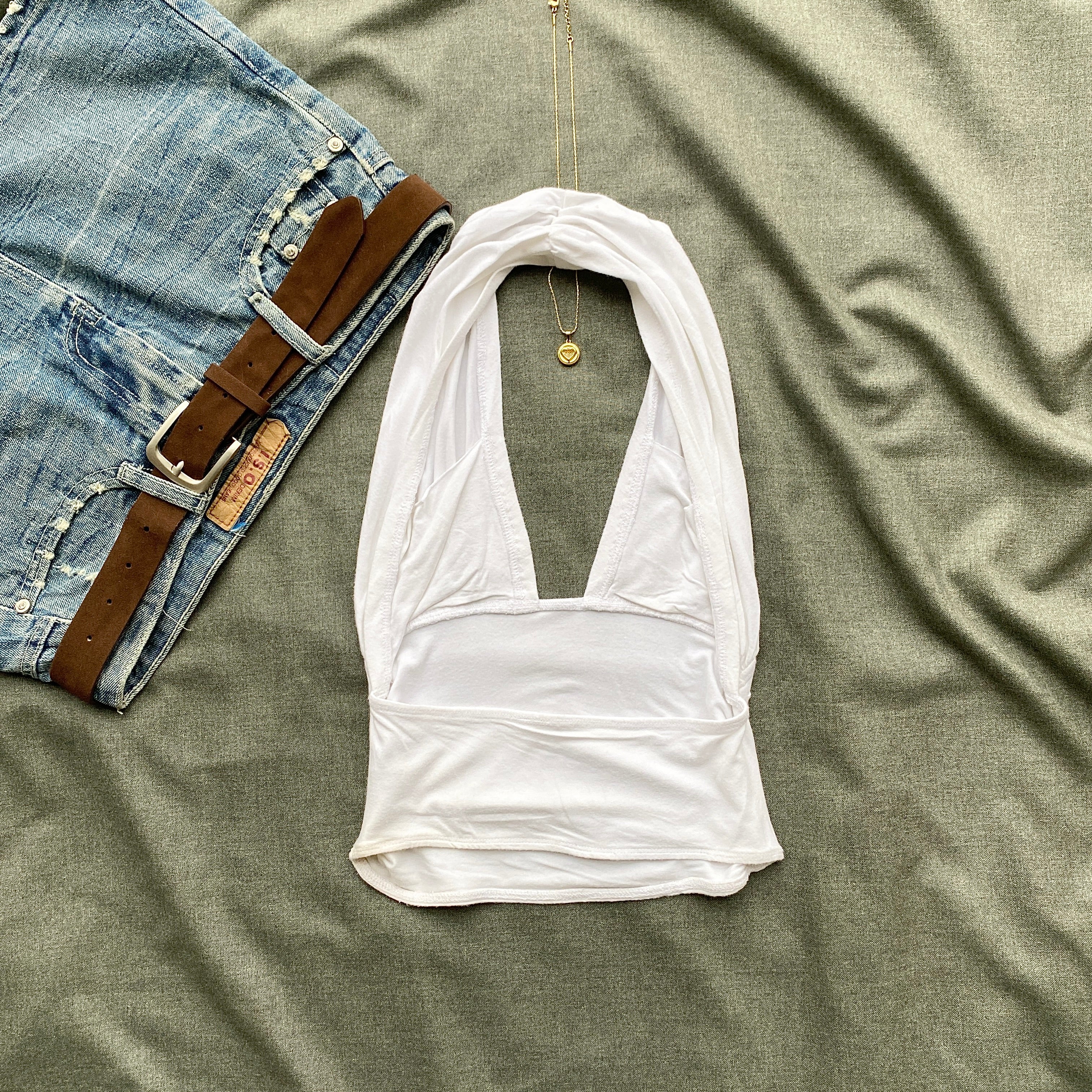 WHITE HALTER TOP FROM FREE PEOPLE (Bust : 28-32, Upper Waist : 22-26)
