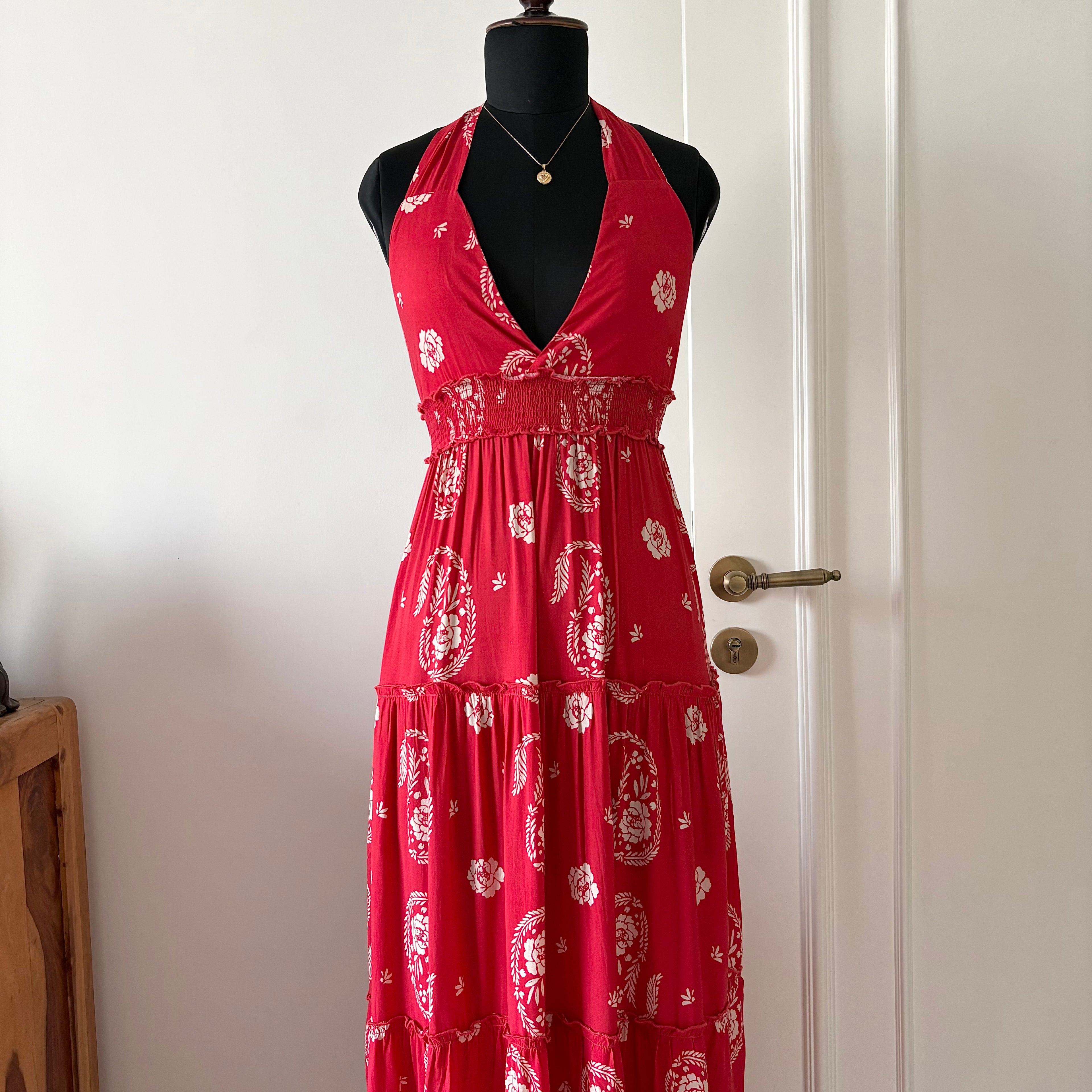 RED HALTER MAXI DRESS (Multiple sizes available)