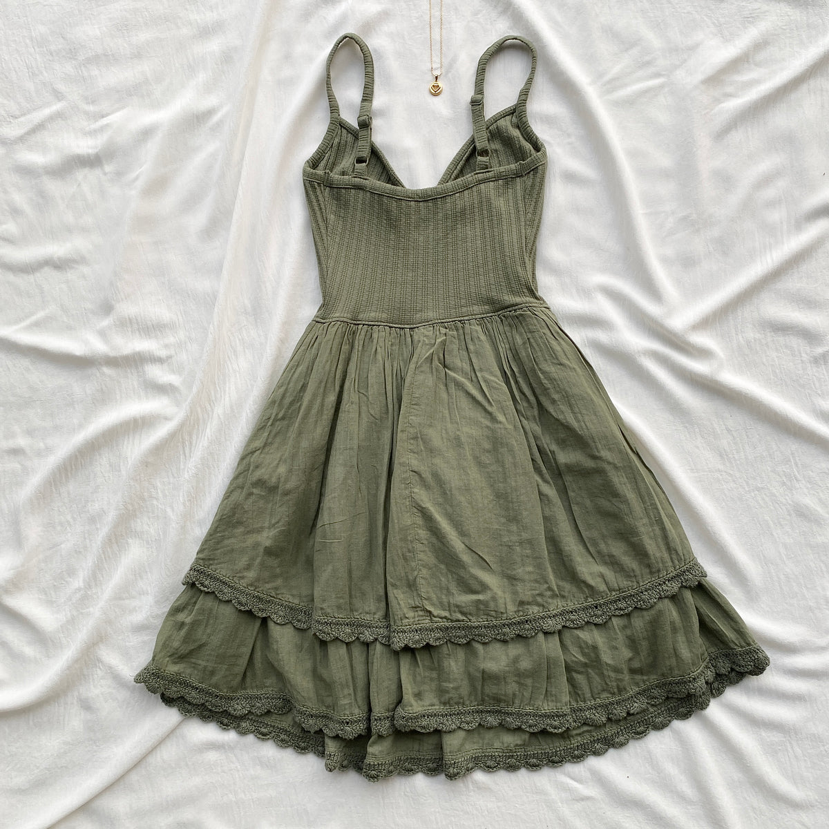 FIT AND FLARE DRESS IN OLIVE GREEN (Bust : 28-32, Upper Waist : 23-28)