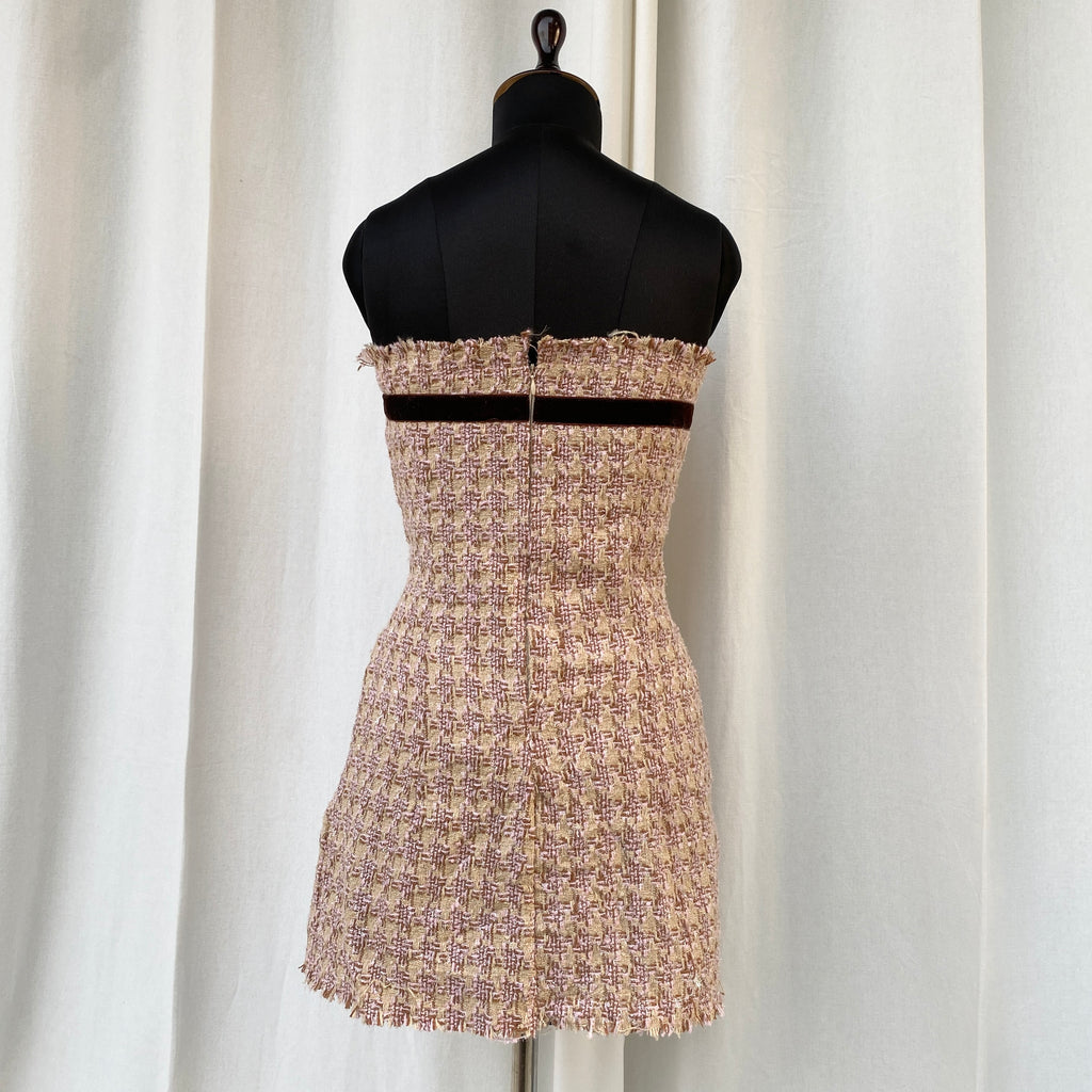 PINK TWEED TUBE DRESS (Bust : 32-34, Upper Waist : 26-29)