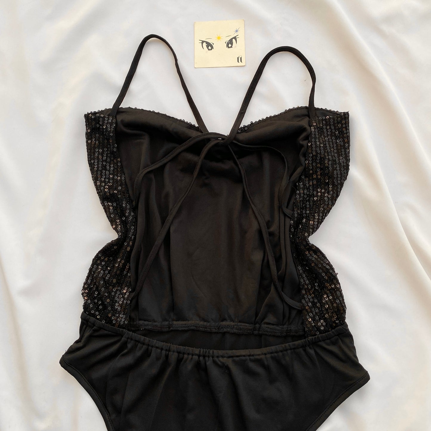 BLACK COWL NECK SHIMMERY BODYSUIT