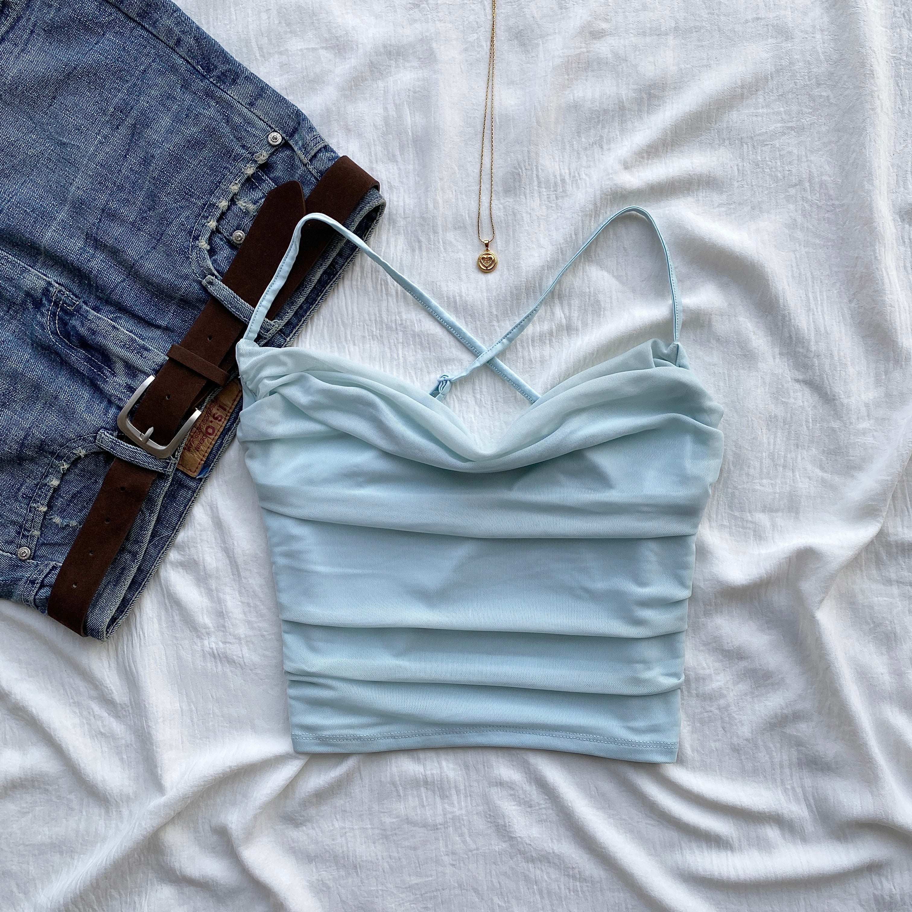 BLUE COWL NECK TOP (Bust : 34-36, Upper Waist : 29-34)