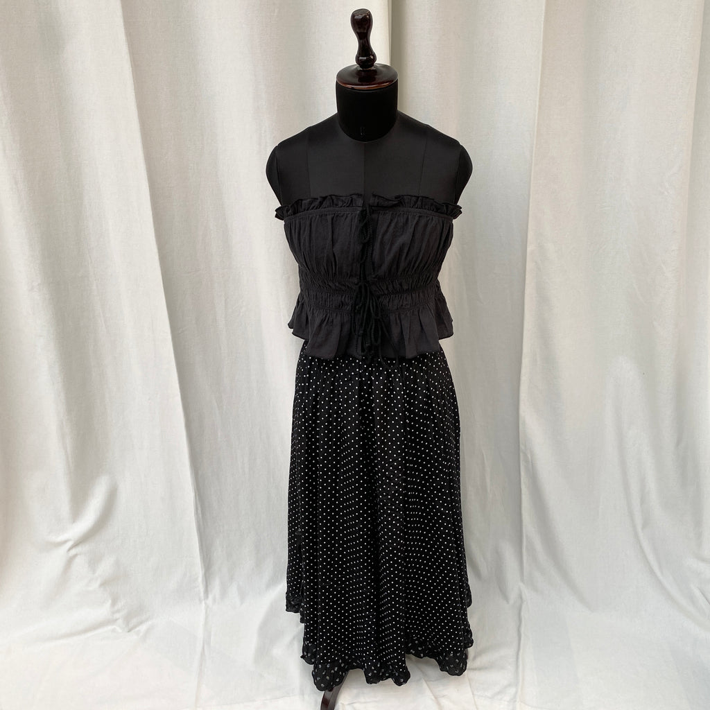 BLACK POLKA DOT SKIRT (Waist : 26-28)