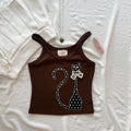 CAT TANK TOP IN BROWN (Bust : 30-34, Upper Waist : 24-28)