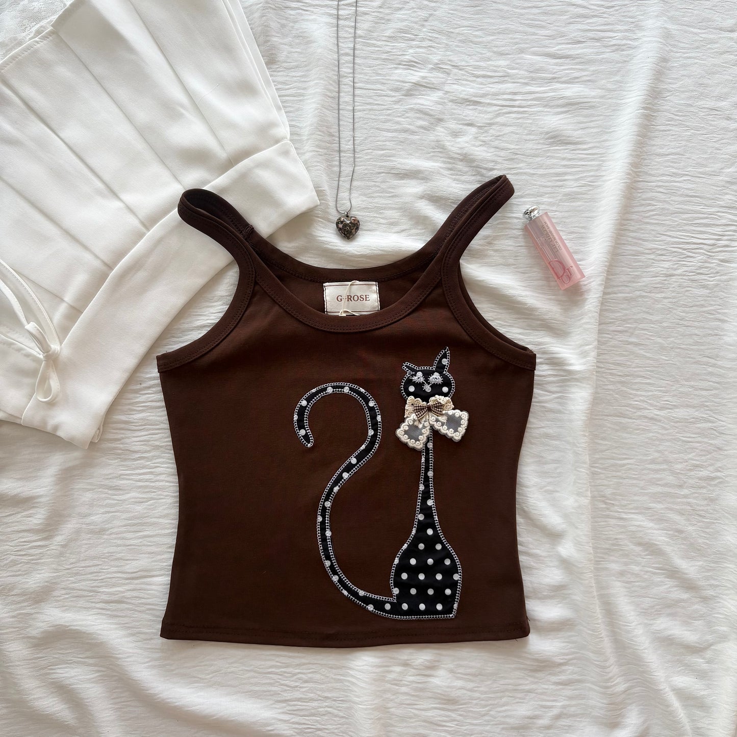 CAT TANK TOP IN BROWN (Bust : 30-34, Upper Waist : 24-28)