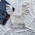 WHITE CROCHET TOP FROM ZARA (Bust : 30-34, Upper Waist : 26-30)