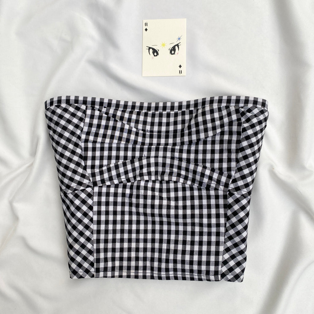 BLACK CHECKERED TOP  (Bust : 30-34, Upper Waist : 24-28)