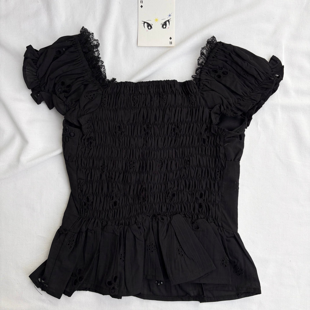 BLACK EYELET TOP (Bust : 28-34, Upper Waist : 23-28)