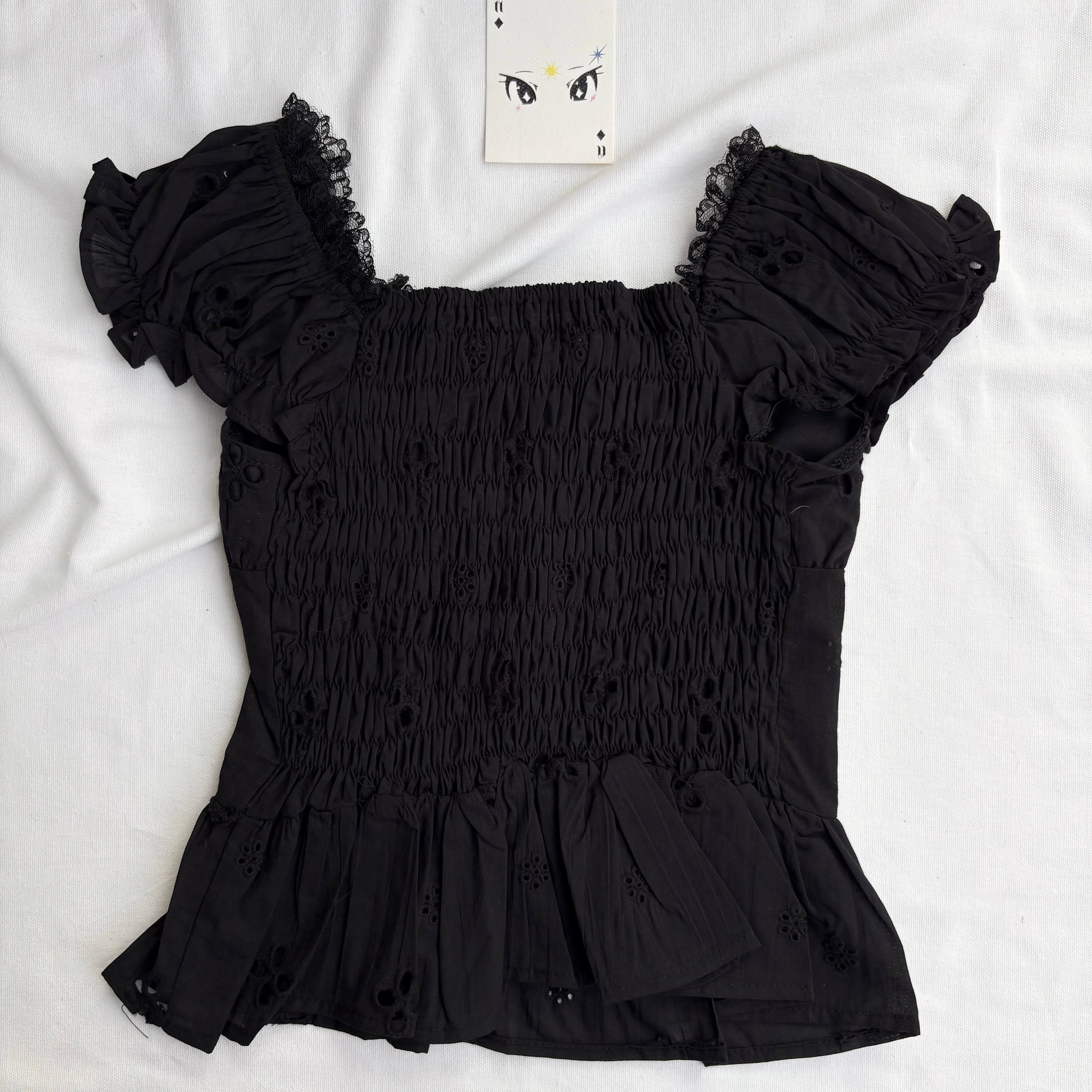 BLACK EYELET TOP (Bust : 28-34, Upper Waist : 23-28)