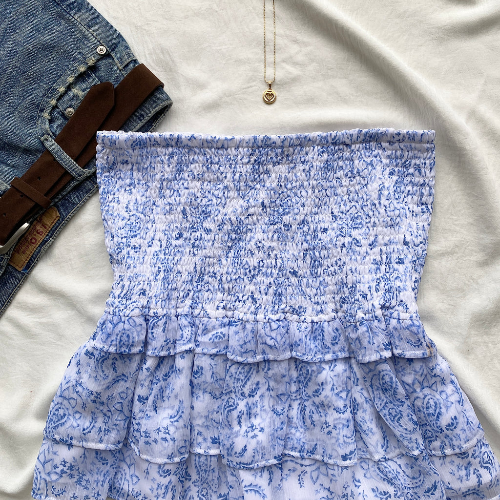 BLUE FLORAL TOP (Bust : 30-34, Upper Waist : 28-34)
