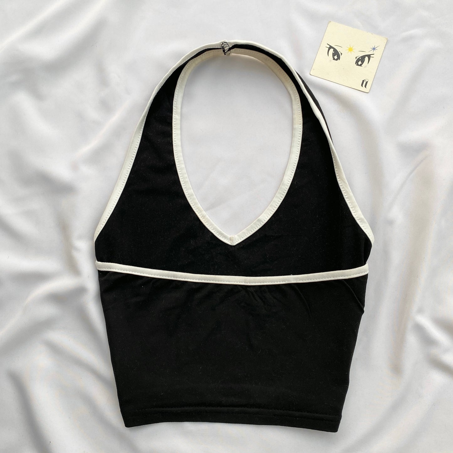 BLACK HALTER TOP