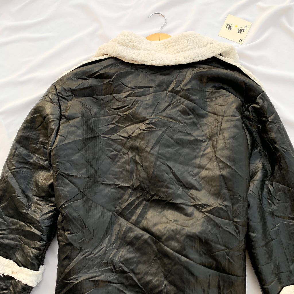 BLACK FAUX FUR JACKET ( BUST 48 LENGTH 28)