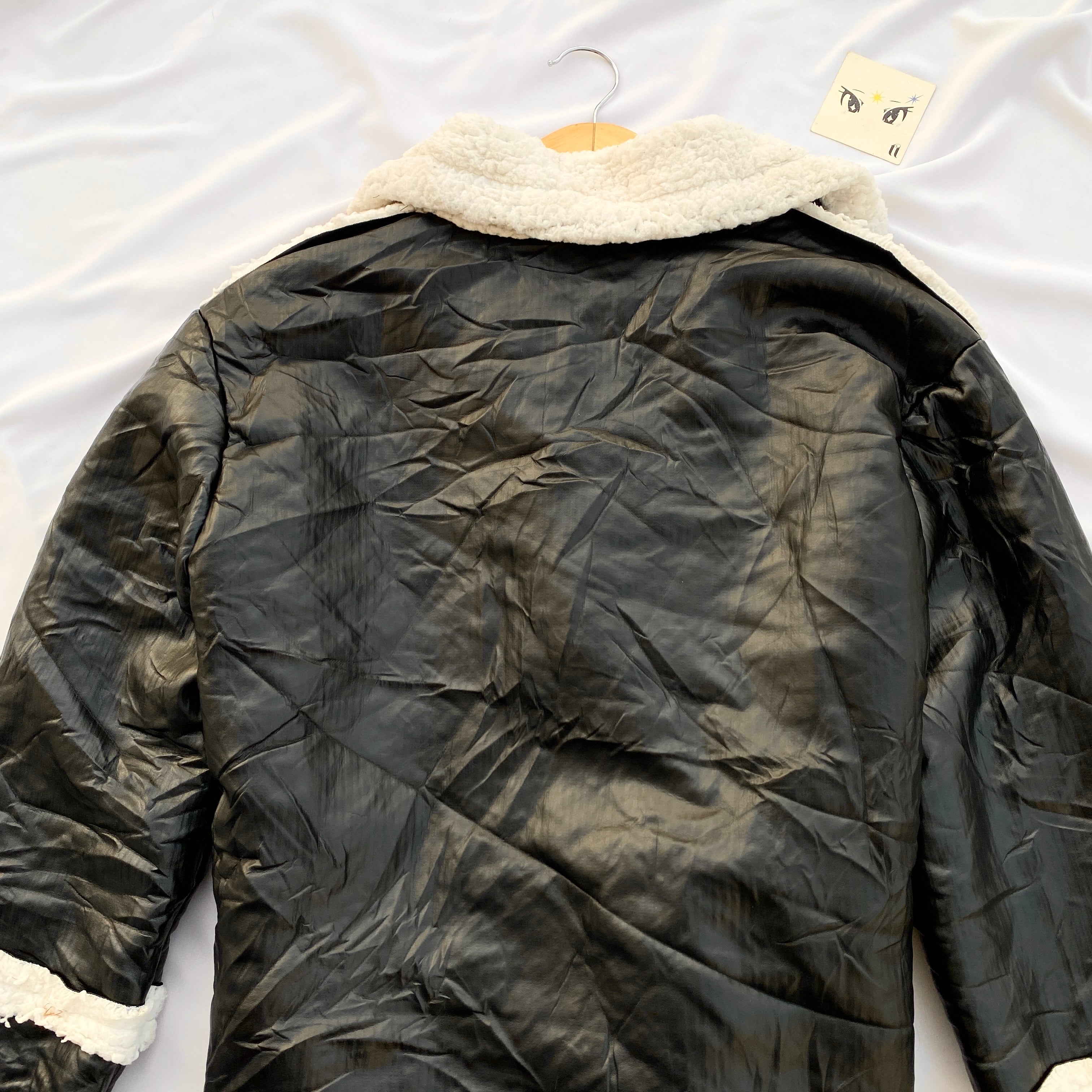 BLACK FAUX FUR JACKET ( BUST 48 LENGTH 28)