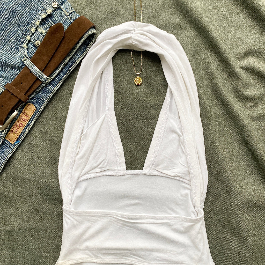 WHITE HALTER TOP FROM FREE PEOPLE (Bust : 28-32, Upper Waist : 22-26)