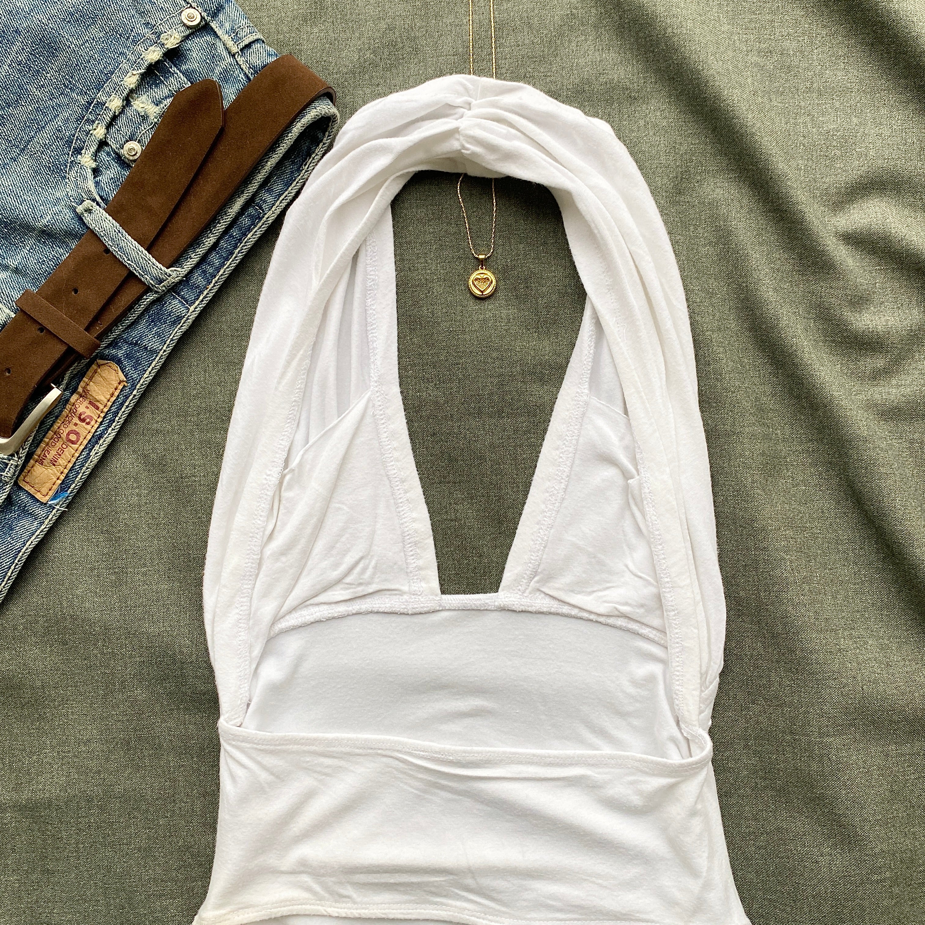 WHITE HALTER TOP FROM FREE PEOPLE (Bust : 28-32, Upper Waist : 22-26)