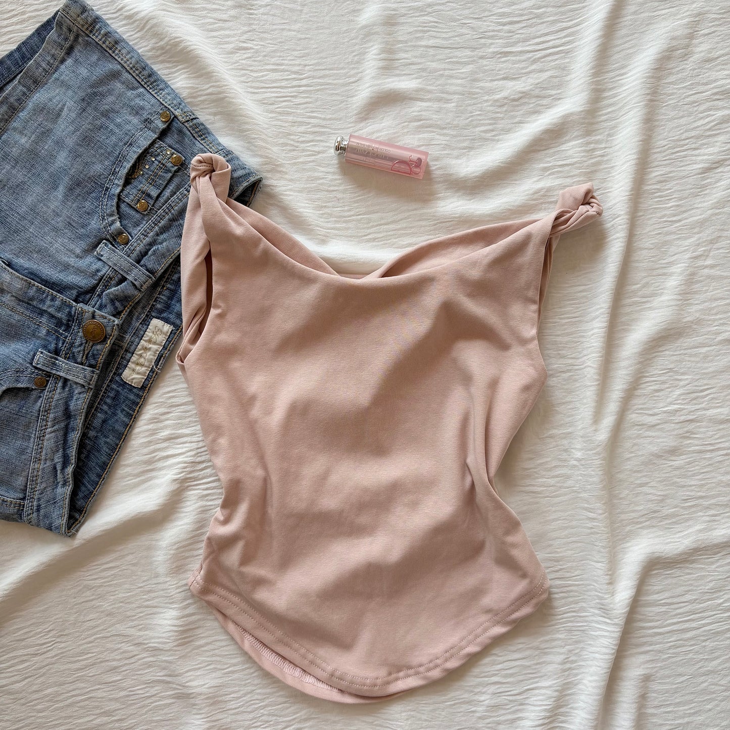 ASYMMETRIC TOP IN BLUSH PINK (Bust : 30-34, Upper Waist : 26-32)