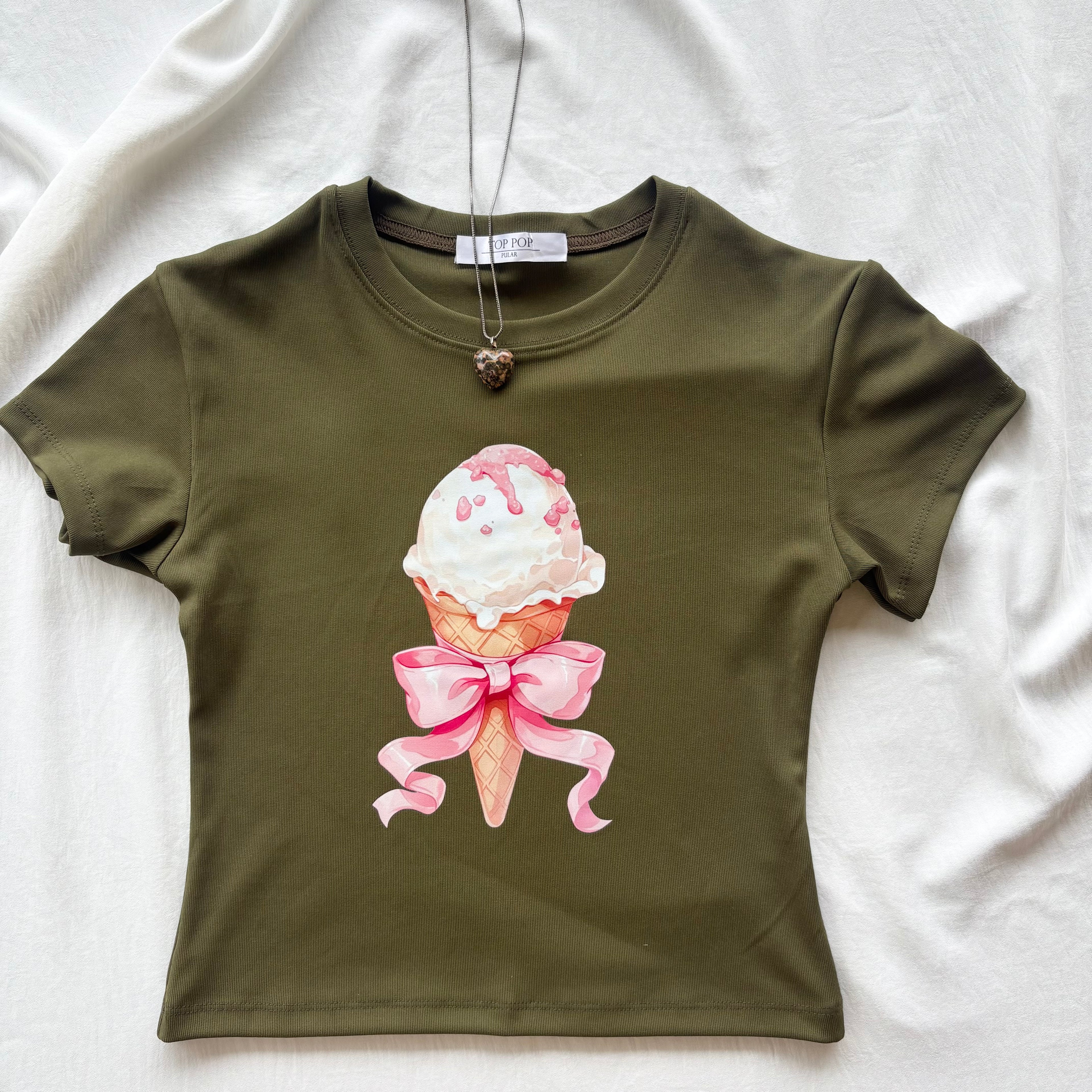 GREEN ICE CREAM BABY TEE