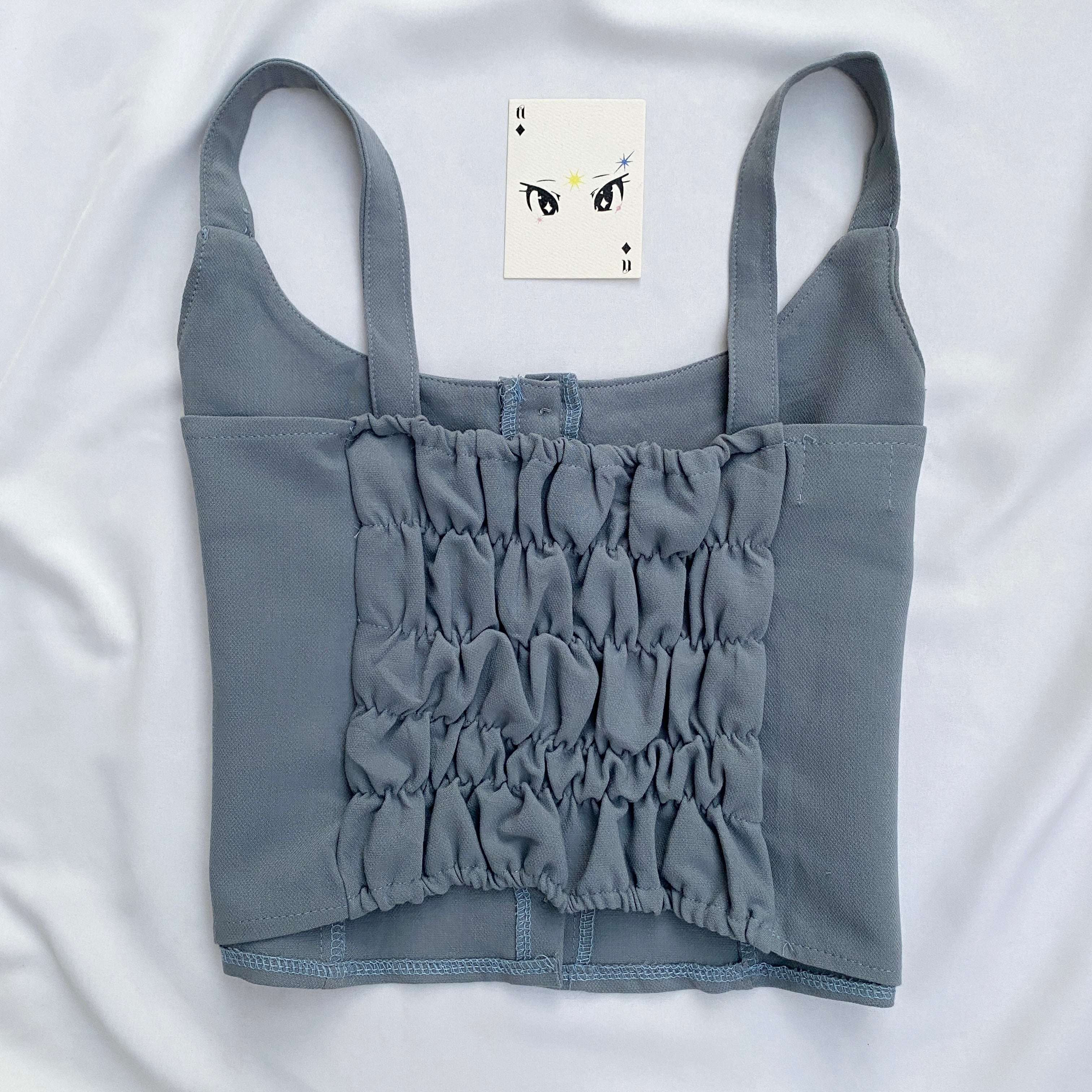 BLUE BUTTON DOWN TOP (Bust : 34-36, Upper Waist : 30-34)