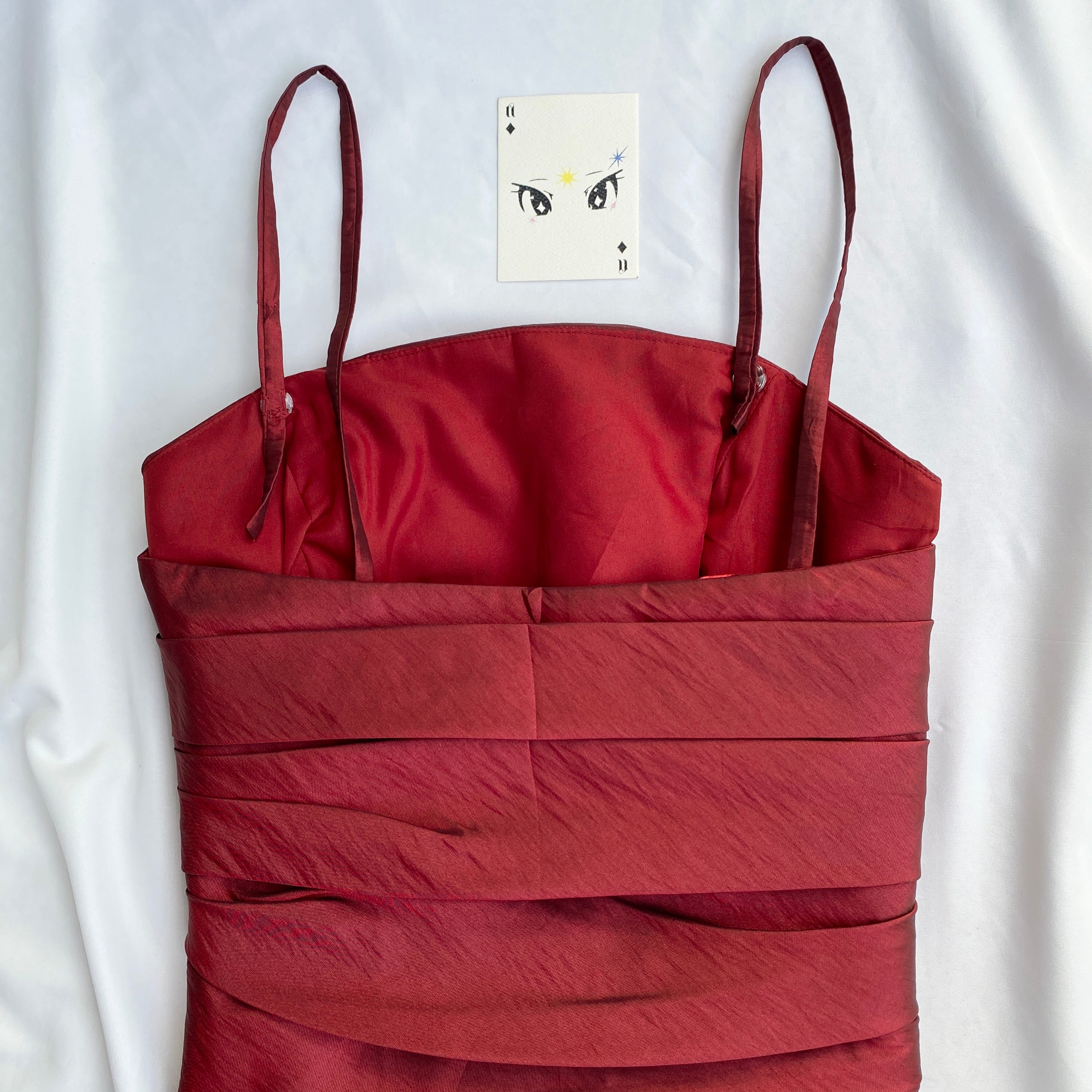 RED RUCHED CORSET (Bust : 32-34, Upper Waist : 28-30)