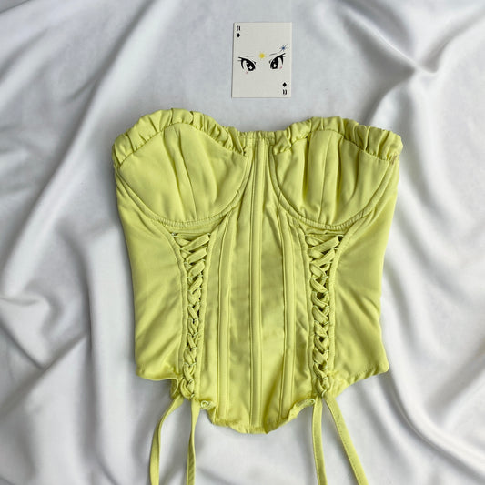 LEMON GREEN CORSET FROM PRETTY LITTLE THING (Bust : 30-34, Upper Waist : 24-26)