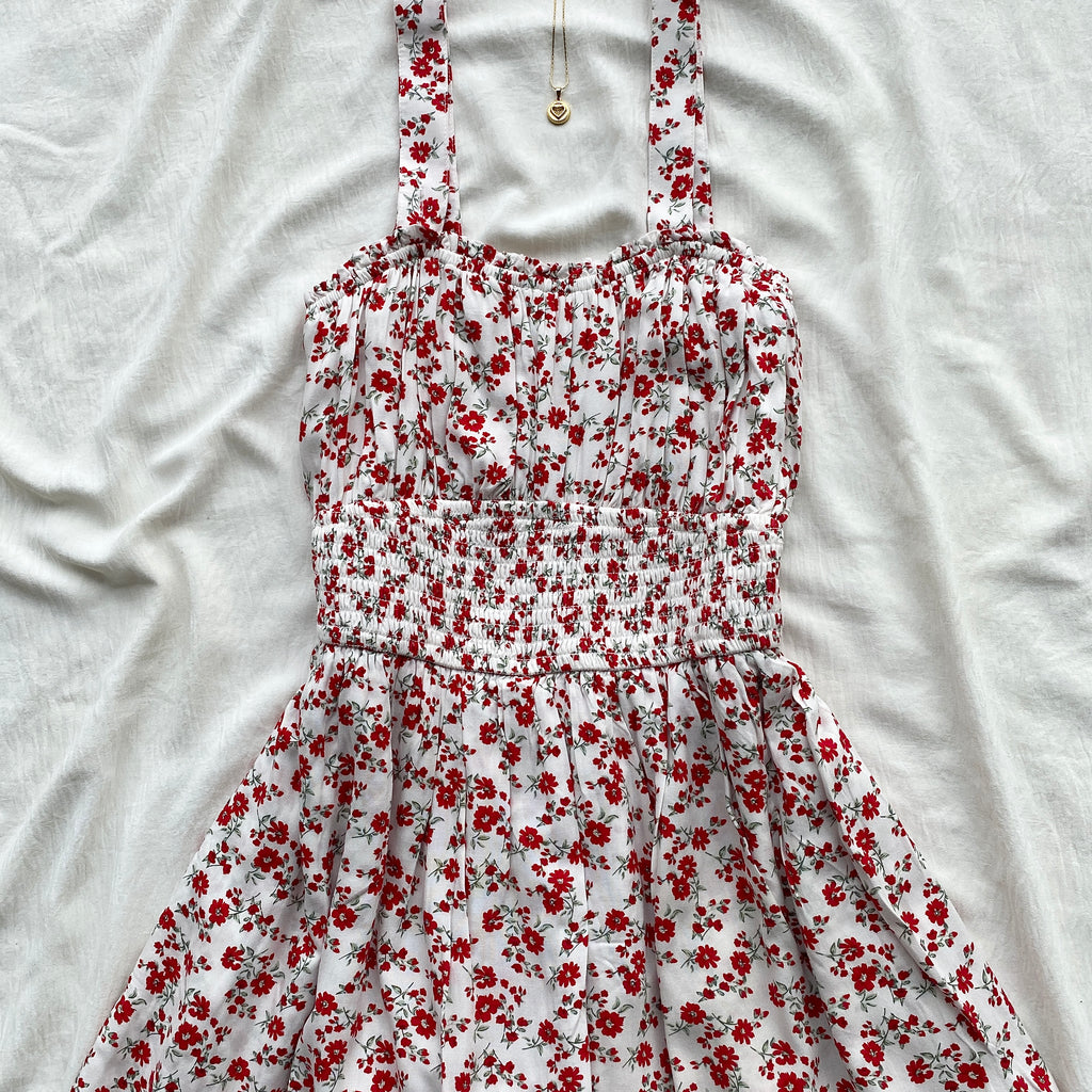 RED FLORAL DRESS FROM HOLLISTER (Bust : 34-38, Upper Waist : 28-34)