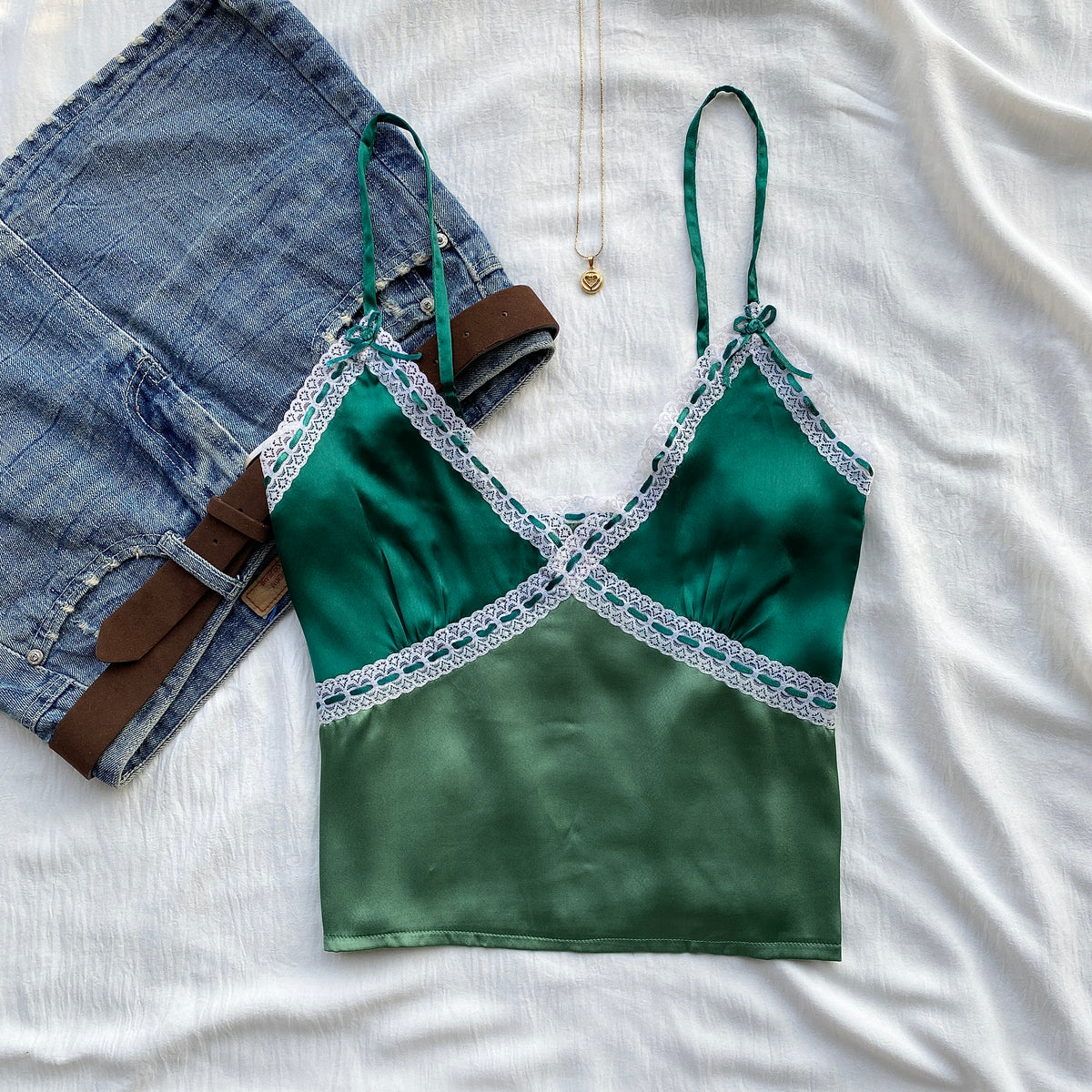 GREEN LACE TOP FROM NASTYGAL (Two sizes)