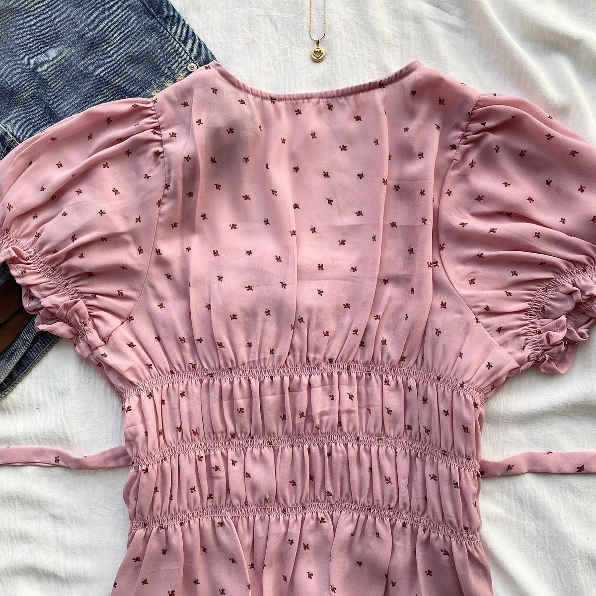 PINK RUCHED TOP FROM FREE PEOPLE (Bust : 34-36, Upper Waist : 28-34)