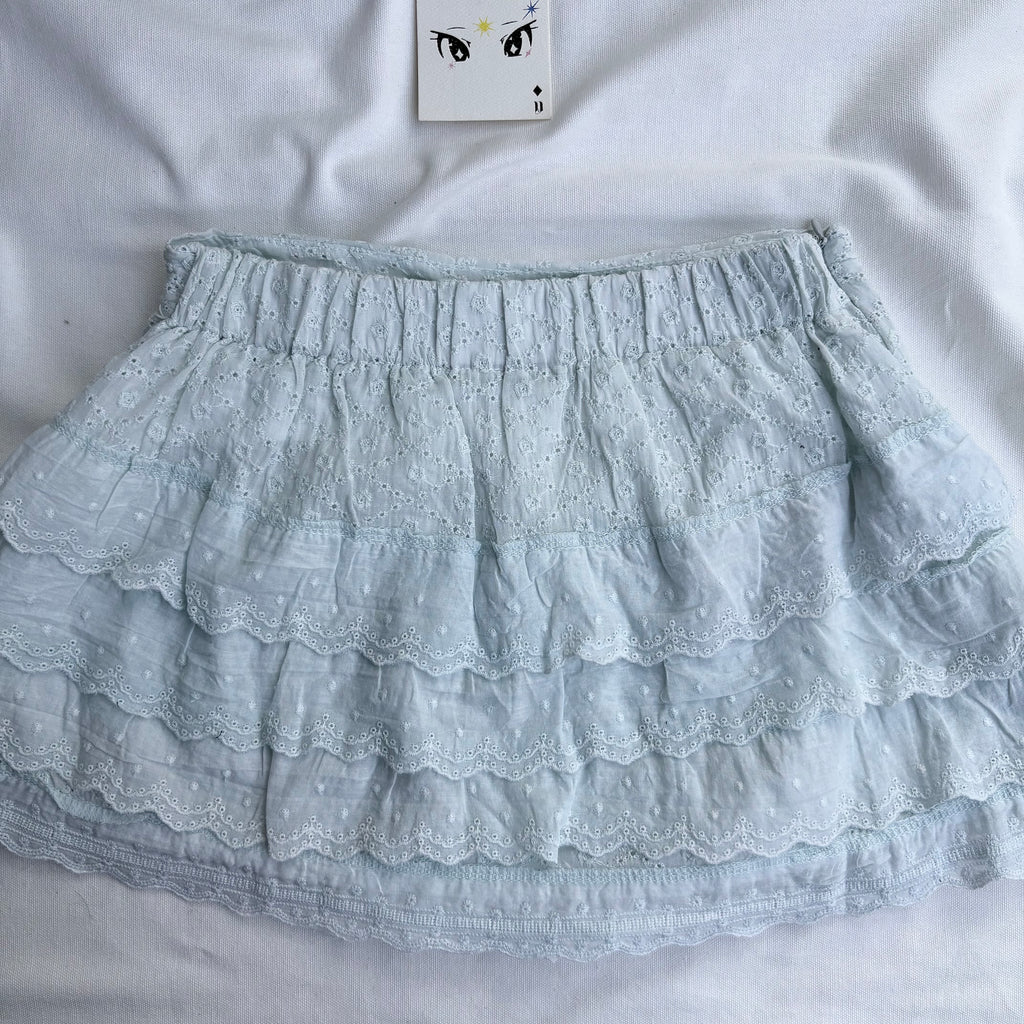 BLUE EYELET SKIRT (Waist : 24-28)
