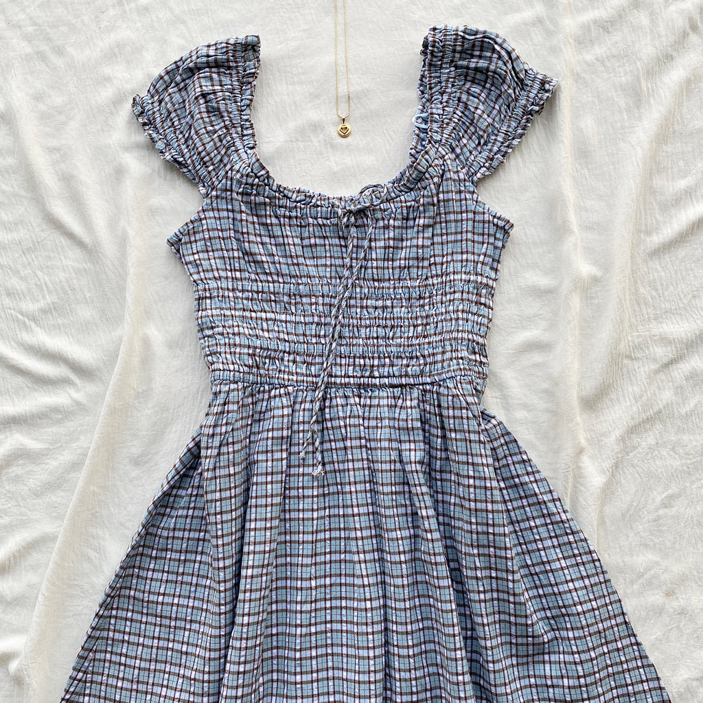 PLAID DRESS IN BLUE FROM COTTON ON (Bust : 30-34, Upper Waist : 26-32)
