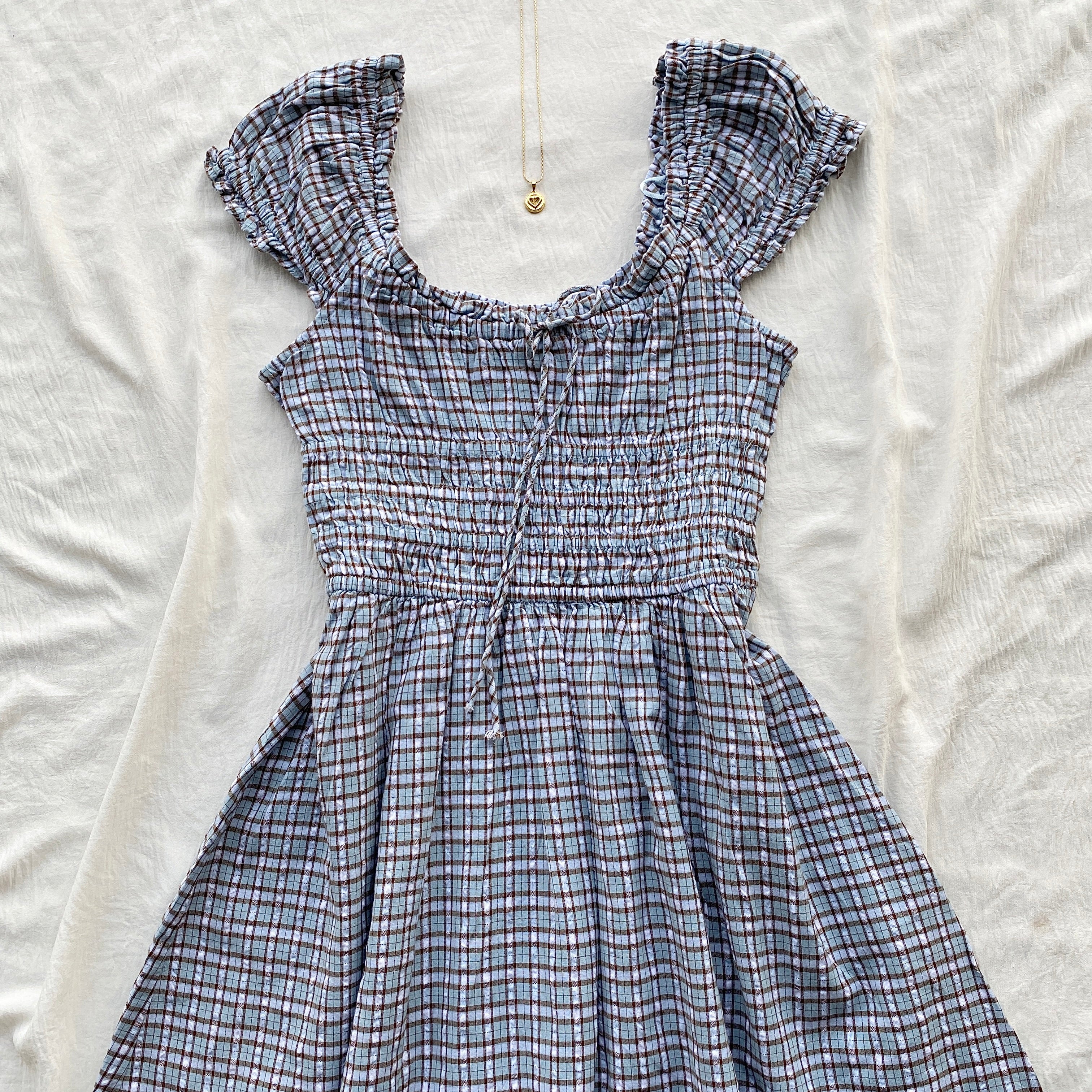 PLAID DRESS IN BLUE FROM COTTON ON (Bust : 30-34, Upper Waist : 26-32)