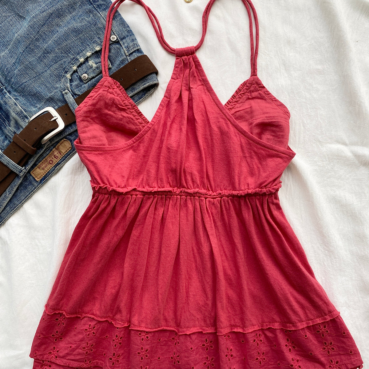 RED BABYDOLL TOP FROM URBAN OUTFITTERS (Bust : 32-34, Upper Waist : 26-32)
