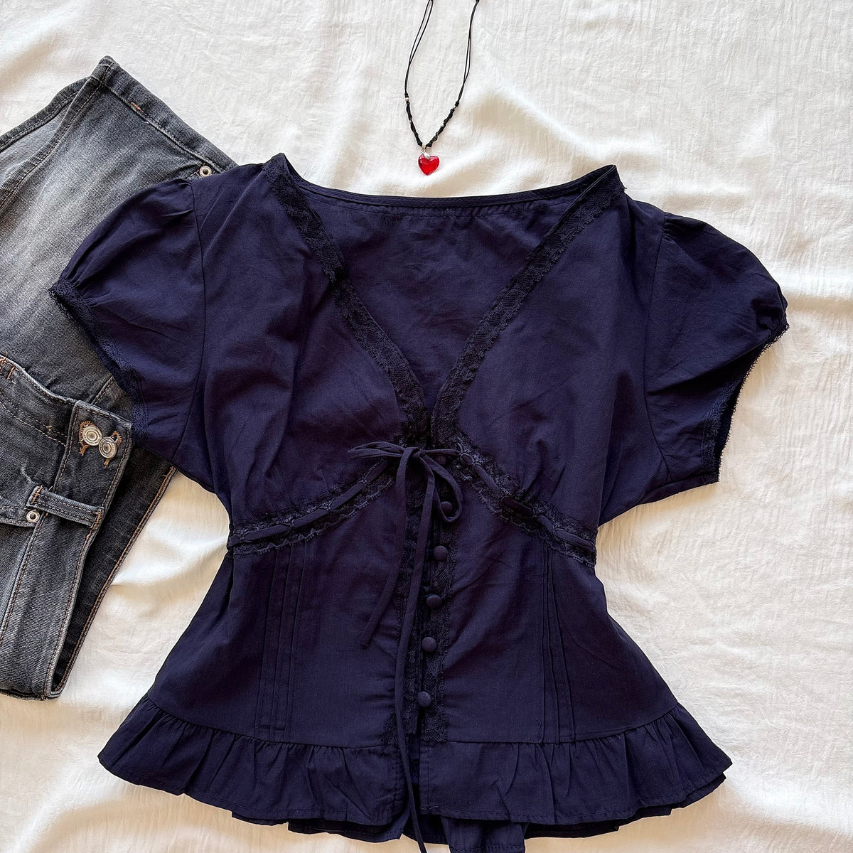 DARLING TOP IN NAVY BLUE (Bust : 30-34, Upper Waist : 24-28)
