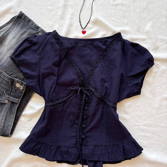 DARLING TOP IN NAVY BLUE (Bust : 30-34, Upper Waist : 24-28)
