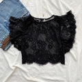 BLACK LACE TOP FROM FREE PEOPLE (Bust : 32-34, Upper Waist : 26-32)